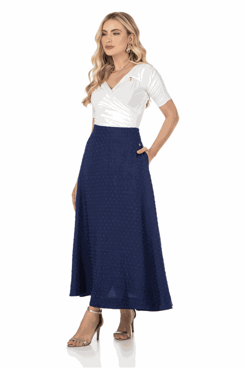 Blusa Saia Azul Midi Blusa Saia Midi Azul Royal Saia Azul Marinho