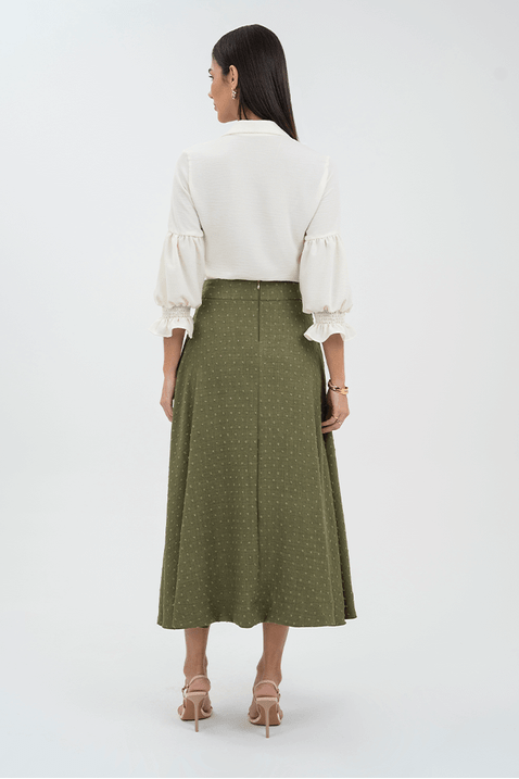 Saia Verde Musgo Midi Godê Via Tolentino
