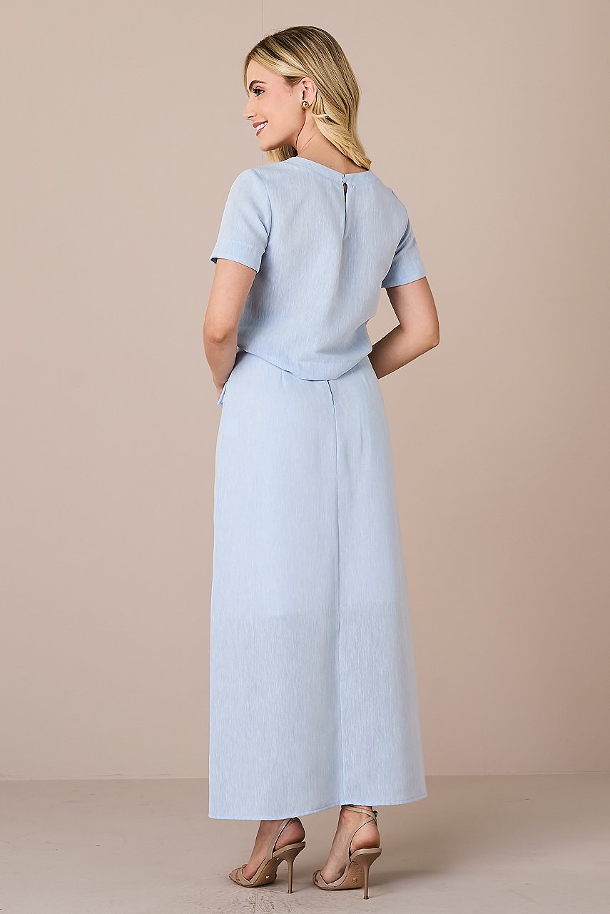 Conjunto Azul Longo Fenda Frontal Keyte Tatá Martello