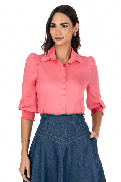 04 camisa em tricoline com mangas bufantes rosa via tolentino