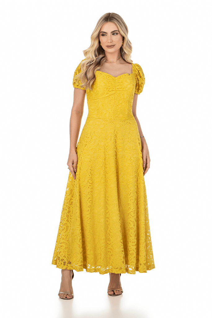 Moda Evangelica Vestido Simples Amarelo Vestido Amarelo De Renda