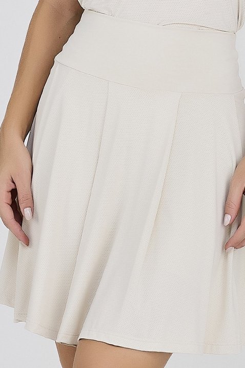 short saia off white com pregas no tecido poliamida epulari 7