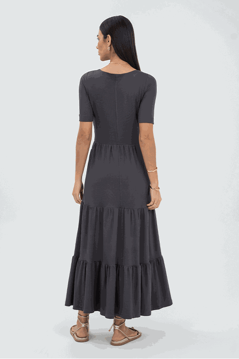 12 vestido cinza moletinho com recortes franzidos via tolentino