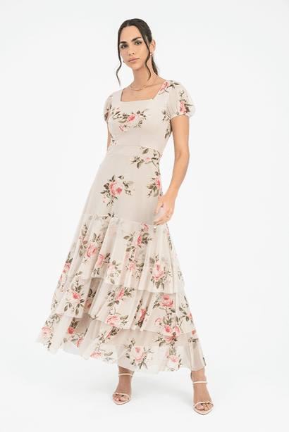 11 vestido em tule estampado longuete gode via tolentino