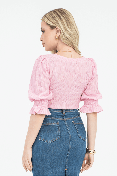 10 blusa rosa em malha com decote quadrado via tolentino