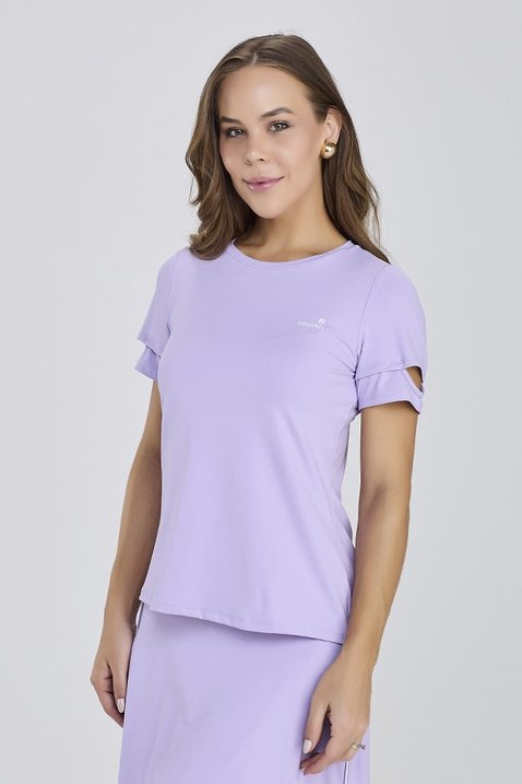 t shirt feminina de academia na cor lavanda moda fitness 3
