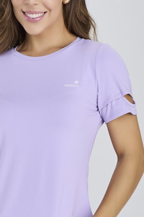 t shirt feminina de academia na cor lavanda moda fitness 5