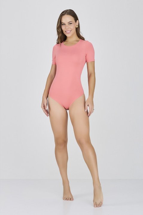 body manga curta feminino na cor coral poliamida epulari 2
