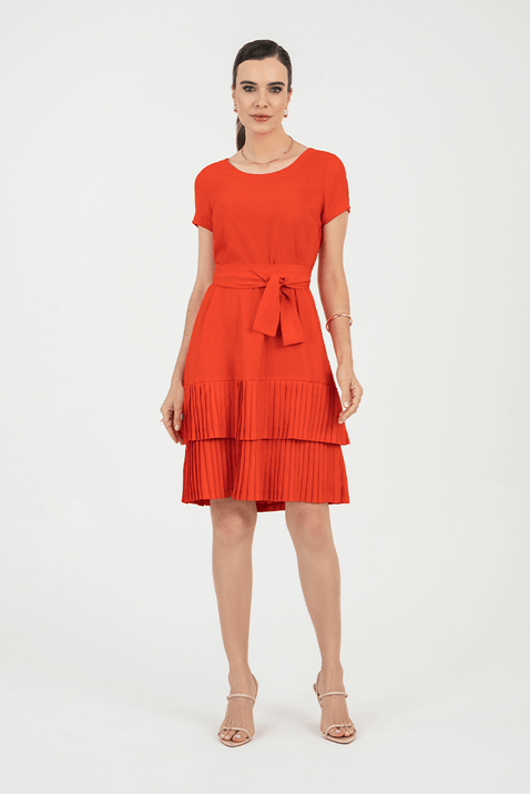 05 vestido laranja curto plissado via tolentino