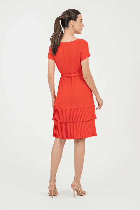 01 vestido vermelho curto plissado via tolentino