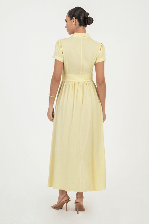 06 vestido plano chemise com amarracao amarelo via tolentino