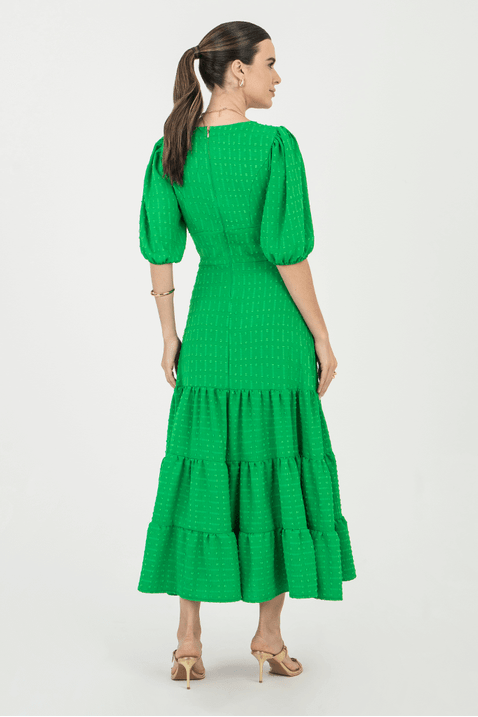 02 vestido plano poas midi com franzidos aveia via tolentino