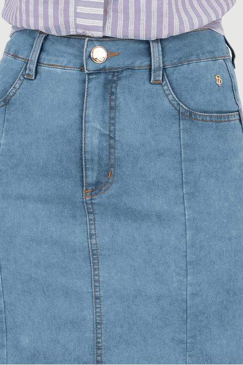 Saia Jeans Reta Com Abertura Via Tolentino