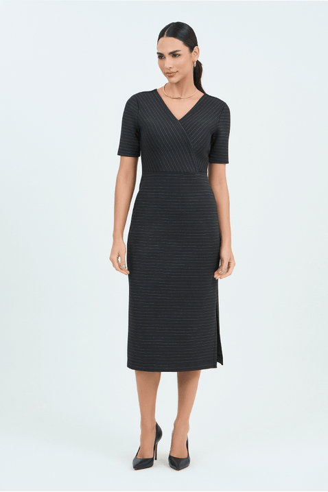 04 vestido midi ajustado listrado preto