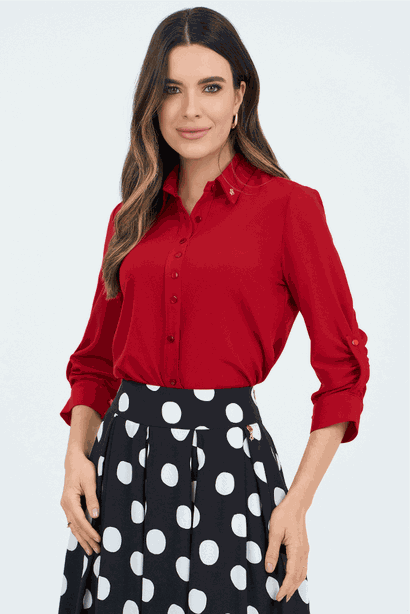 04 camisa mangas 3 4 com franzido vermelho