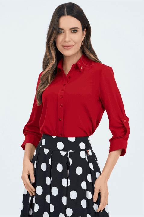 04 camisa mangas 3 4 com franzido vermelho