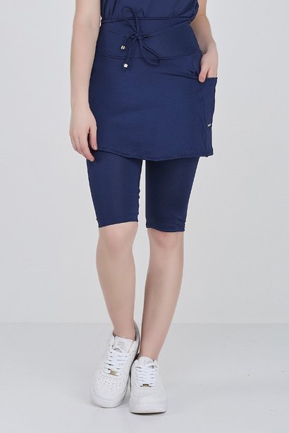 short saia biker azul marinho poliamida para mulheres de ate 1 60 de altura 3