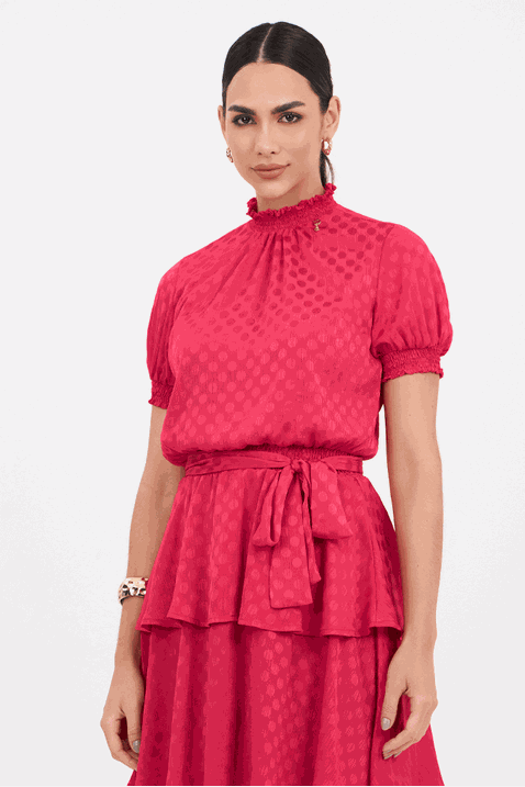 Vestido Godê Poá Curto Com Babados Via Tolentino