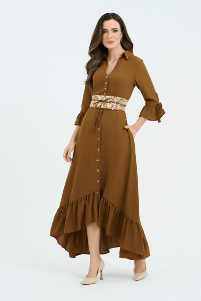 03 vestido marrom chemise gode mullet