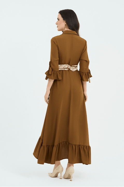 05 vestido marrom chemise gode mullet
