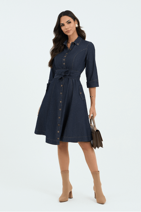 13 vestido jeans curto gode com cinto