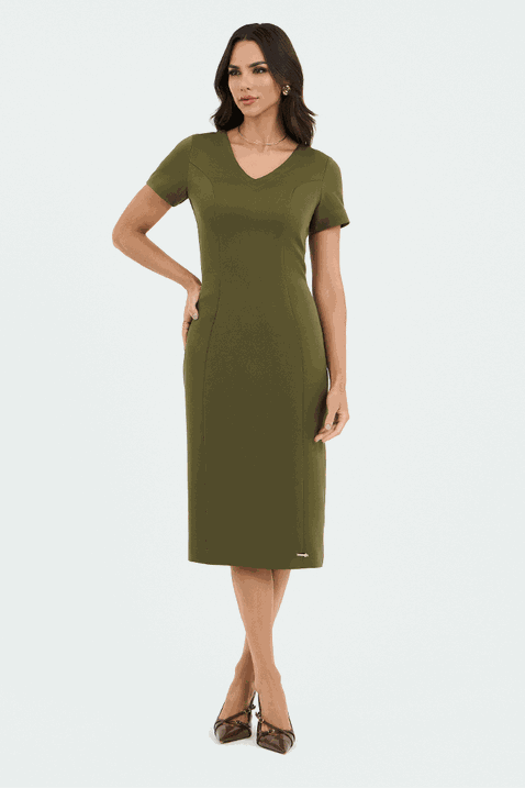 02 vestido verde em alfaiataria ajustado