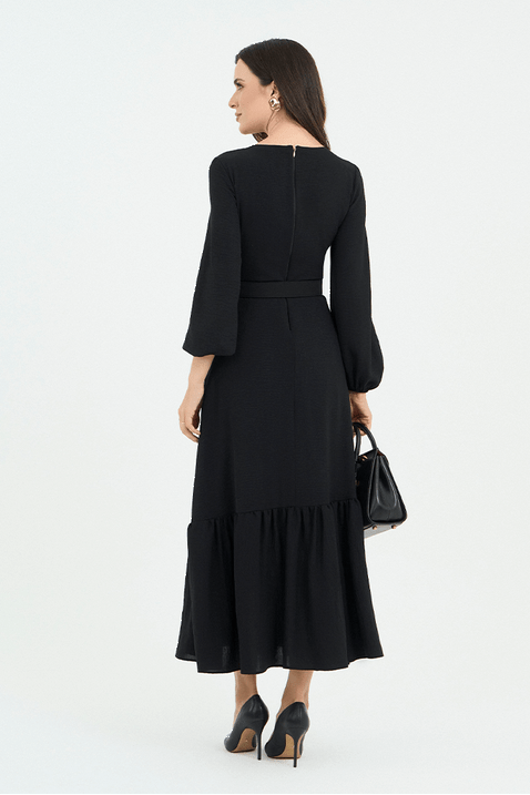 02 vestido preto plano midi com cinto encapado