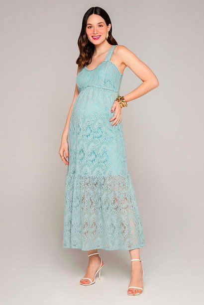 Vestido Verde Renda Delicato Alças Emma Fiorezi