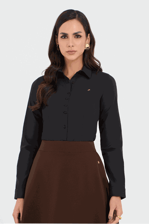 13 camisa preta feminina manga longa