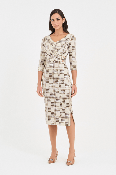 07 vestido midi justo estampado marrom