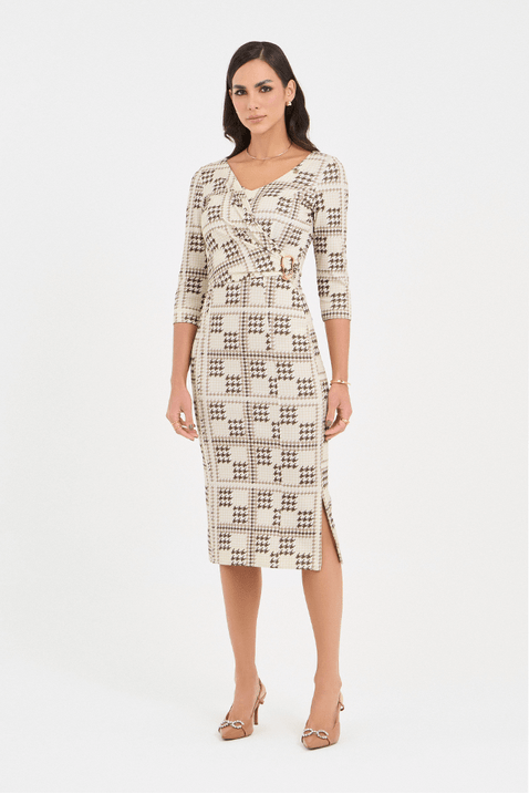 07 vestido midi justo estampado marrom