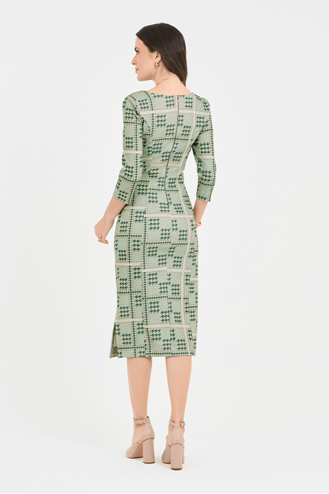 09 vestido midi justo estampado marrom