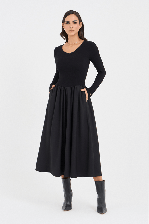 05 vestido preto midi gode cintura baixa