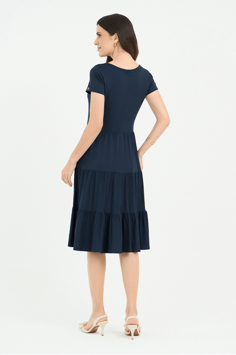 04 vestido azul marinho em malha curto com recortes franzidos