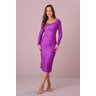 Vestido Roxo Midi Tule Bastille Glam Pregas na Lateral Jaqueline Tatá Martello