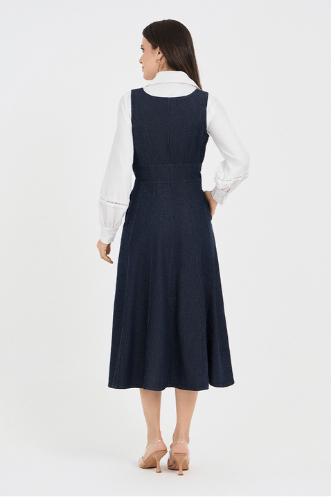 04 vestido azul jeans cavado com recortes