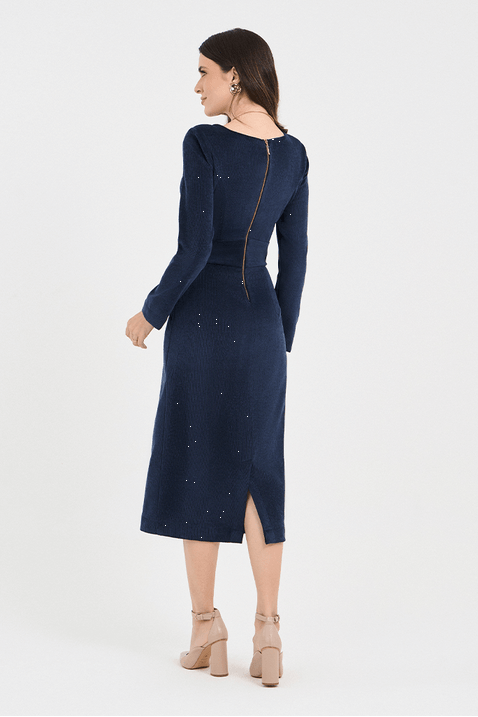 09 vestido azul marinho ajustado midi cotele