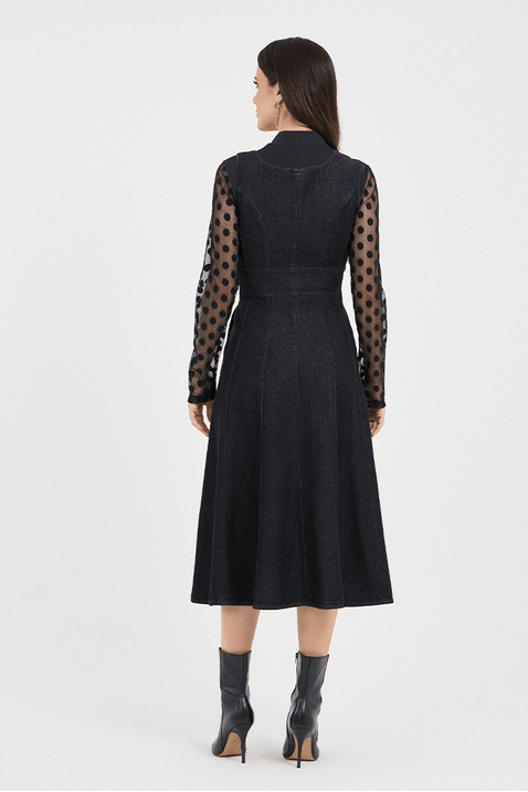 04 vestido preto jeans cavado com recortes