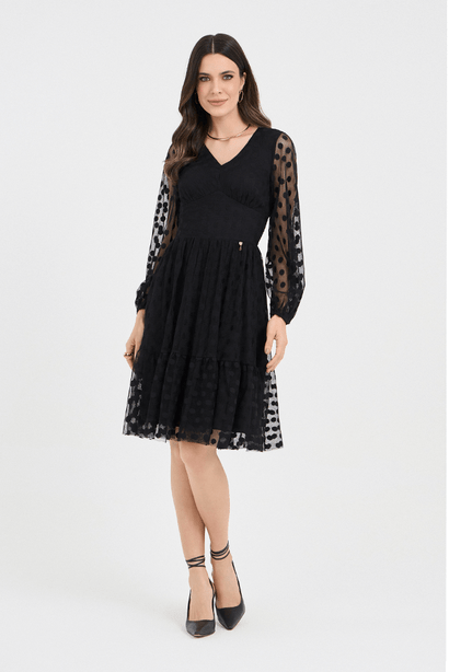 01 vestido preto tule poa curto