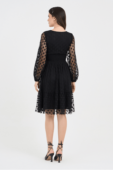 02 vestido preto tule poa curto