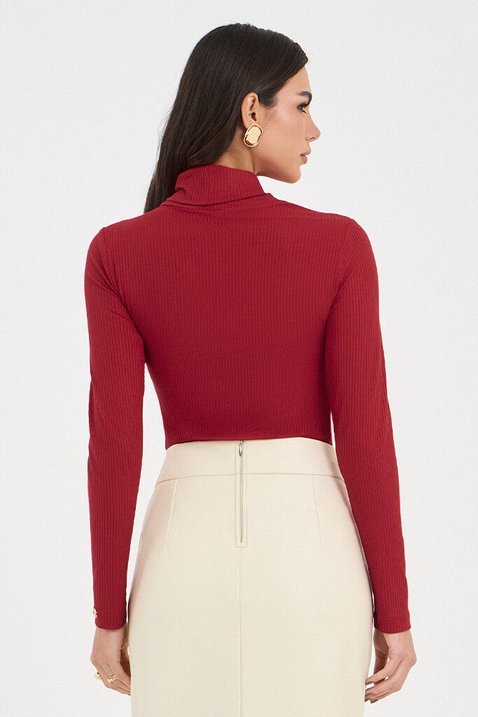05 blusa bege gola alta em malha canelada