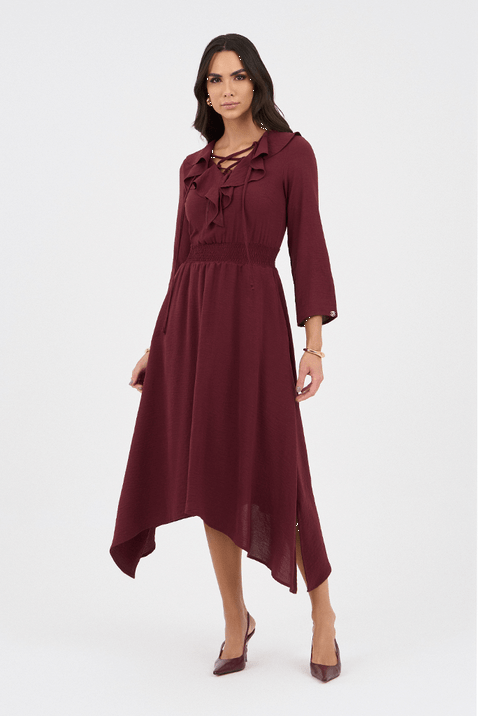 09 vestido vinho longuete com elastico no cos