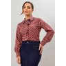 Camisa Bordô Estampada Crepe Laura Rosa