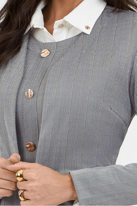 03 blazer chevron risca de giz com mangas longas