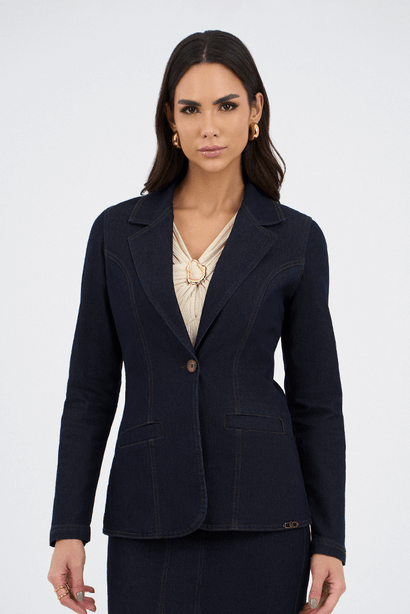 10 blazer chevron risca de giz com mangas longas