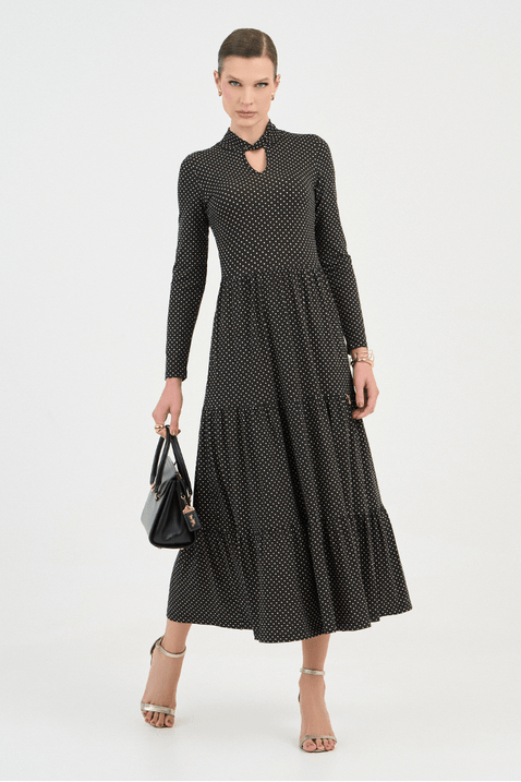 05 vestido preto malha poa midi