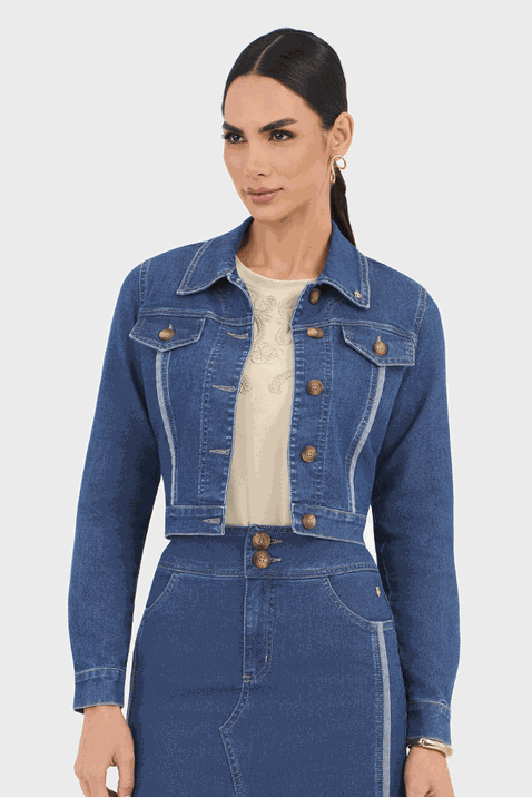 Jaqueta Roupas Evangelicas Inverno Jaqueta Jeans Com Bolsos E