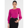 Blusa Pink Em Malha Com Bordado Industrial Via Tolentino