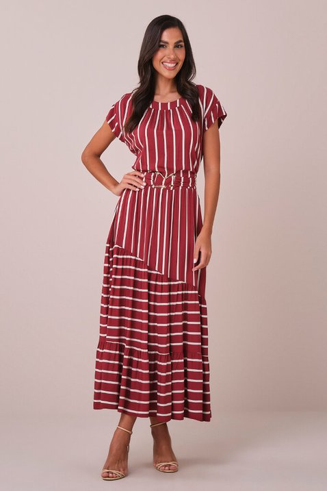 Vestido Maxi Midi na Viscose com Saia Assimétrica Silvia Tata Martello