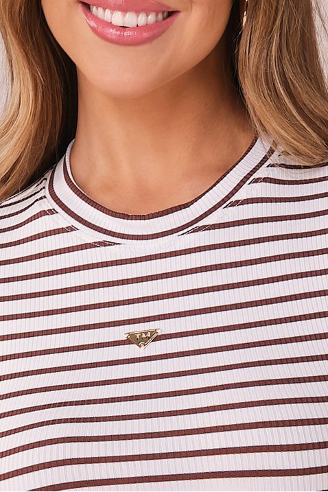 blusa marrom listrada manga curta 2